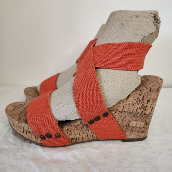 Orange Wedge Platform Sandals - Picture 4 of 12